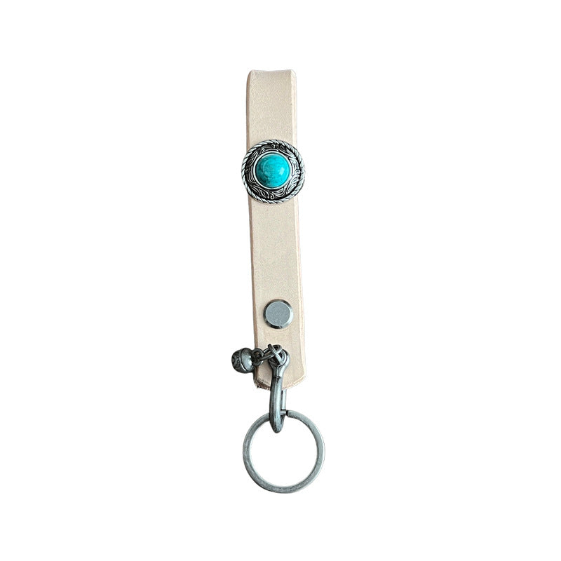 Wholesale Cowhide Genuine Leather Turquoise Keychains